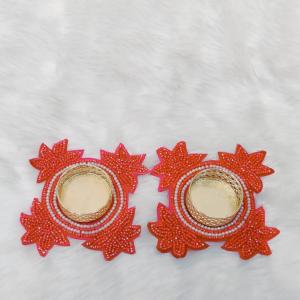 Red beaded tealight holders